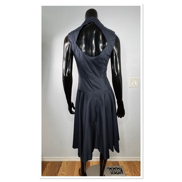 Tara Jarmon 100% Cotton Fit & Flare Robe Dress Sz 36 Navy Blue - Picture 6 of 9